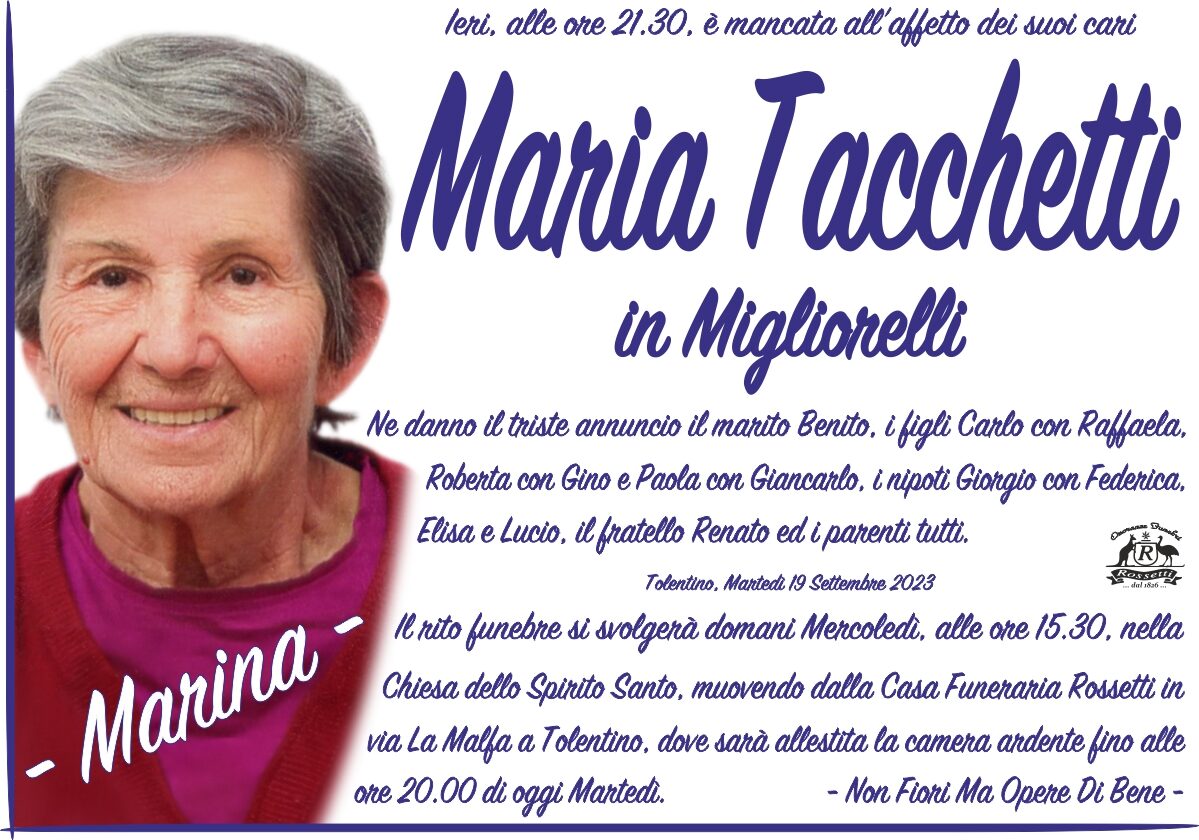 Fam. Maria Tacchetti in Migliorelli - Tolentino -